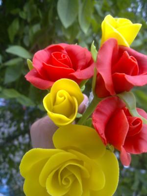 mixed color cold porcerlain roses